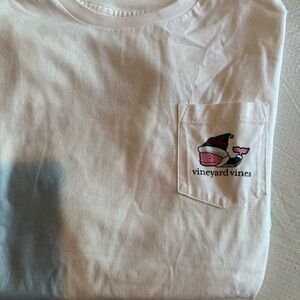 Vineyard Vines Cream Pocket Tee with Colorful Whale Christmas elf whale